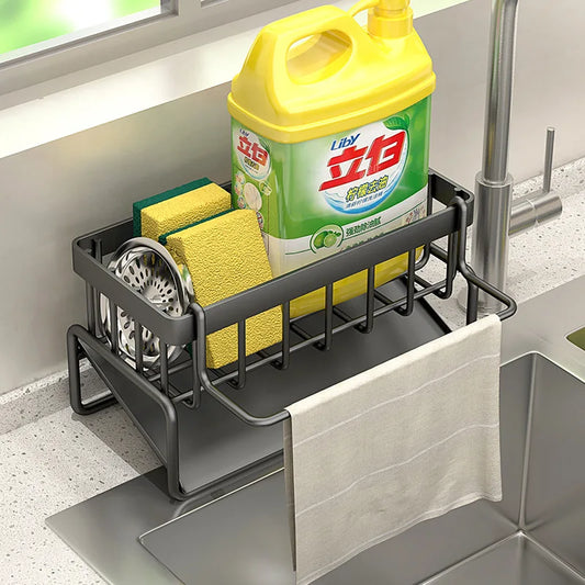 Kitchen Stainless Steel Sink Drain Rack Sponge Storage Faucet Holder Soap Drainer Towel Rack Shelf Organizer