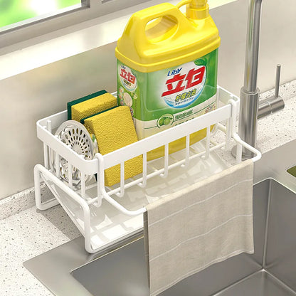 Kitchen Stainless Steel Sink Drain Rack Sponge Storage Faucet Holder Soap Drainer Towel Rack Shelf Organizer