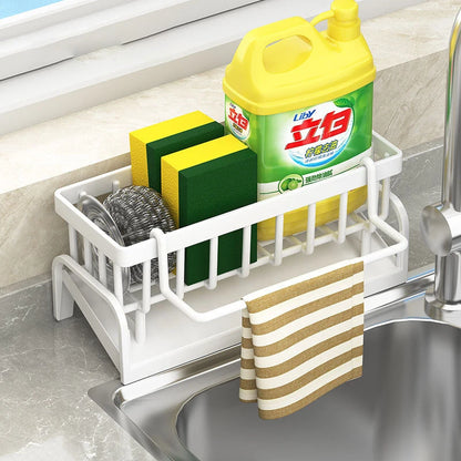 Kitchen Stainless Steel Sink Drain Rack Sponge Storage Faucet Holder Soap Drainer Towel Rack Shelf Organizer