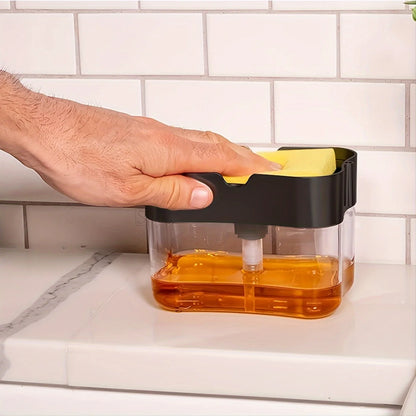 Dish Soap Dispenser for Kitchen,Liquid Soap Dispenser Kitchen Soap Dispenser with Sponge Holder,Sponge Caddy Soap Pump Dispenser