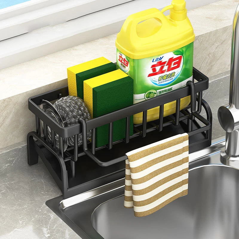 Kitchen Stainless Steel Sink Drain Rack Sponge Storage Faucet Holder Soap Drainer Towel Rack Shelf Organizer