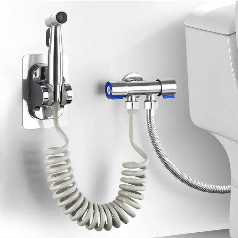 Handheld Bidet Sprayer Set Stainless Steel Spray Gun Shower Handheld Toilet Bidet Faucet Sprayer Shower Nozzle Self Cleaning